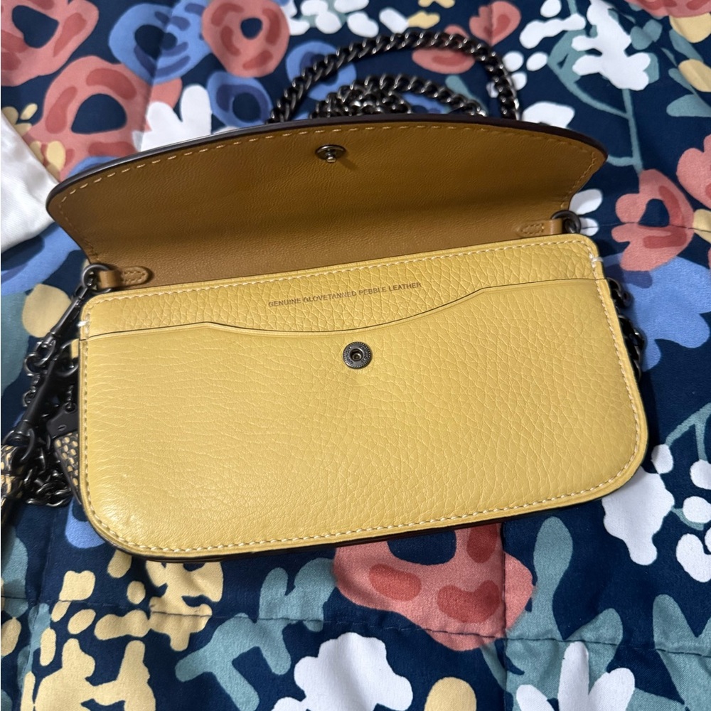 Coach Mustard Yellow Leather Crossbody Bag with Snakeskin handle - Picture 3 of 5